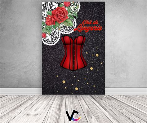Painel De Festa Vertical X Ch De Lingerie Preto E Vermelho Via Cores