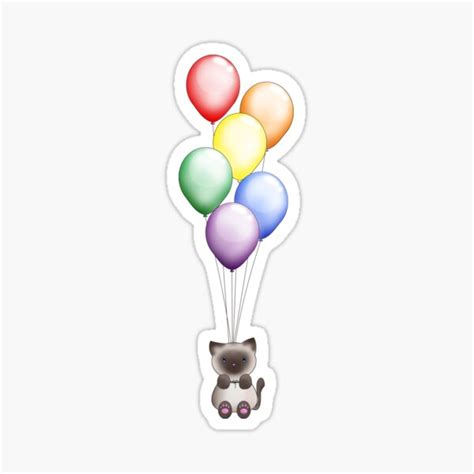 Rainbow Pride Balloons And Siamese Cat Sticker For Sale By Kiriartarg