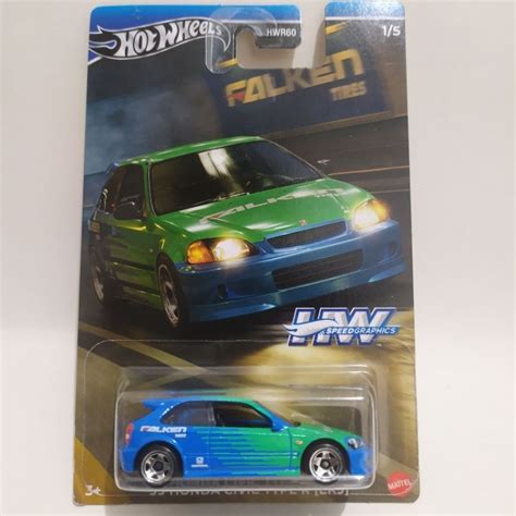 Hot Wheels Honda Civic Type R EK Blue Falken Livery Speed