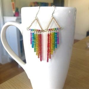 Femmestones Jewelry Jewelry Handmade Seed Beaded Rainbow Gay Lgbtq Pride Flag Chandelier