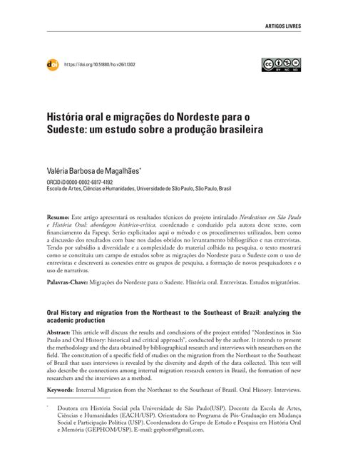 (PDF) História oral e Migrações do Nordeste para o Sudeste: Um estudo ...