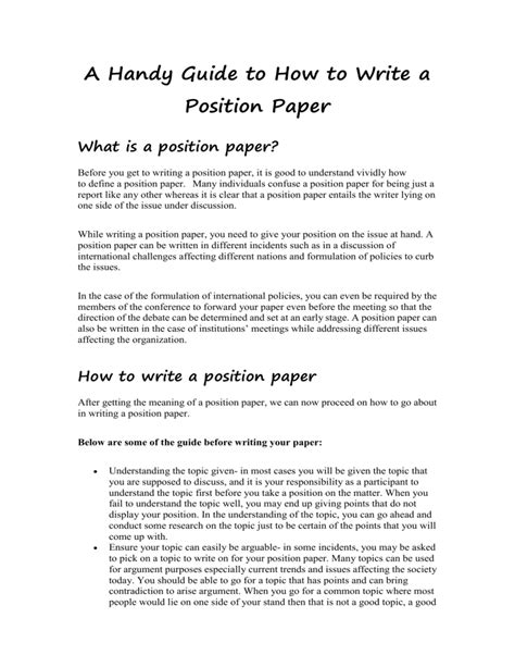 How To Write A Position Paper A Handy Guide