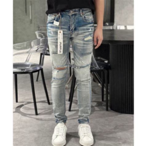 HOTSTREND Quần Jean Nam Purple Retro Xanh Rách Gối Cúc Tem Lụa Hot Nhất Năm 2024 Shopee Việt Nam