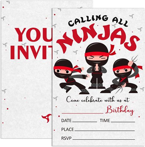 Amazon UDNADKEX Birthday Invitations For Boy Ninja With Envelopes