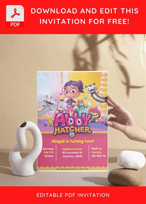 (Free Editable PDF) Fuzztastic Abby Hatcher Birthday Invitation Templates