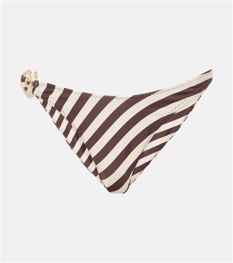 Spiral Striped Bikini Bottoms In Brown Same Mytheresa