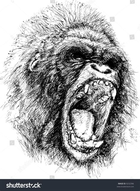 Raging Ape Grunge Illustration Stock Illustration 9232396