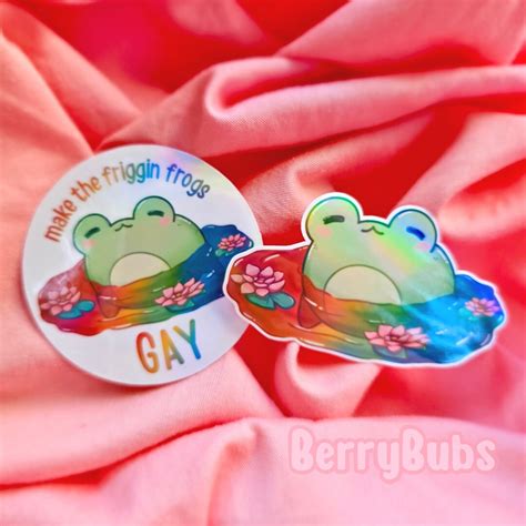 Gay Frogs Pride Stickers Pride Frogs Rainbow Frogs Meme Stickers Holographic Sticker