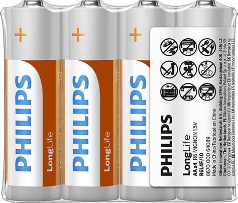 Batteries Philips Longlife Aa Zinc 4pack Анхоч