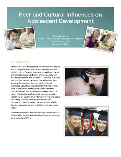 Assignment SEC - Peer and Cultural Influences on Adolescent Development