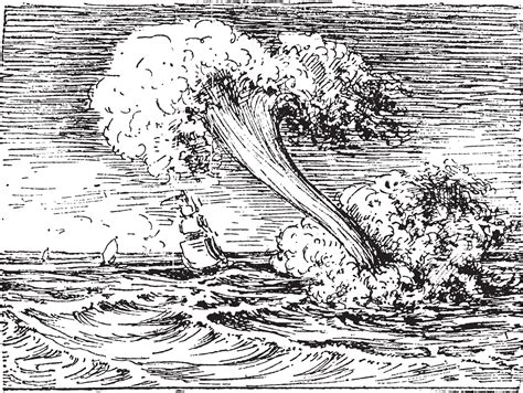 Waterspout, vintage engraving. 35377228 Vector Art at Vecteezy