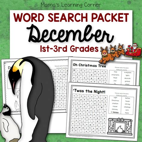 December Word Search Packet Mamas Learning Corner