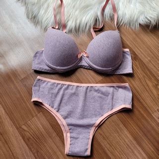 Conjunto Lingerie básico Mirela bojo e aro confortável calcinha grande Shopee Brasil