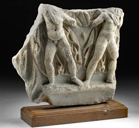 Lot Roman Marble Relief Youthful Nude Cupids