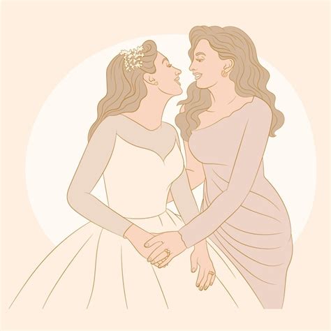 Premium Vector Wedding Lesbian Couple In Love Getting Married Concept Of Marriage Equality