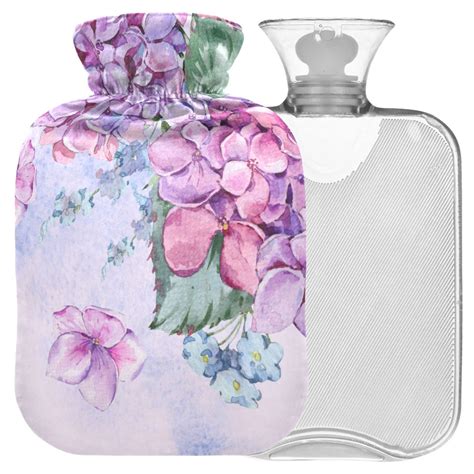 Naanle Hot Water Bottle With Cover L Transparent Watercolor Design For Menstrual Cramps Pain