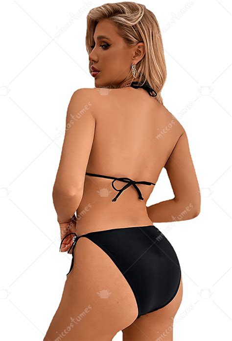 Halter Bikini Sets Women Sexy Swimwear Metal Rings Bathing Suit Two Piece Swimwear For Sale