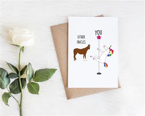 Funny Uncle Birthday Card Gay Uncle Other Uncles You Gift For Uncle Unicorn Pole Dancer Etsy