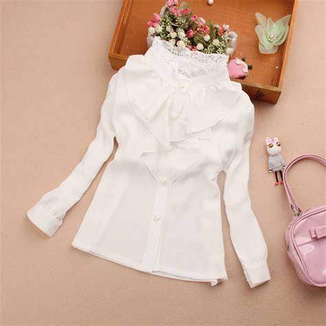 Белая блузка для девочек | AliExpress