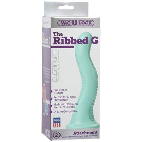 Doc Johnson Vac U Lock The Ribbed G Silicone Dildo Mint Bedroomjoys