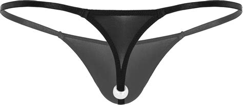 Freebily Men S Mesh See Through Thongs G String T Back Bikini Underwear With Pearl Amazon Co