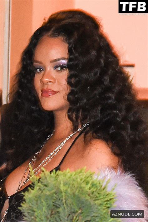 Rihanna Sexy Seen Flaunting Her Nude Tits In A See Through Dress In Milan AZNude