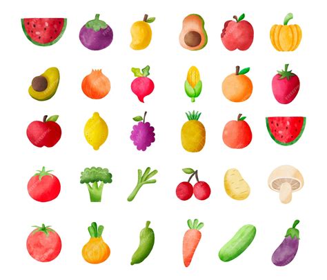 Premium Vector Set Of Fruits And Vegetables