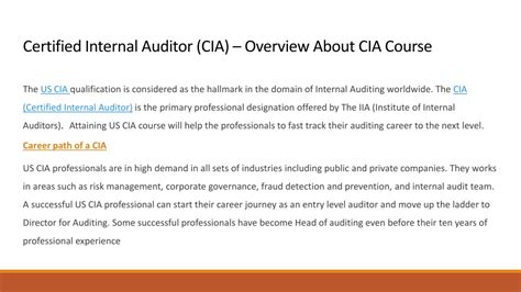 Ppt Steps To Pass The Us Certified Internal Auditor Cia Exam By Understanding Us Cia Course