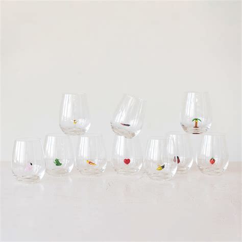 Stemless Wine Glass W Figure Inside 10 Styles