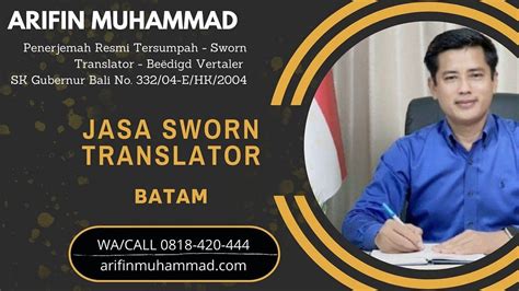 Resmi Jasa Sworn Translator Batam — Hub 0818420444 Arifin Muhammad