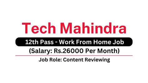 Tech Mahindra Job Work From Home Content Reviewing Job Th Pass