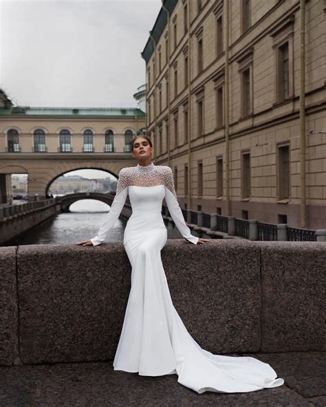 Wedding Dresses Mermaid Style: Sequin Mermaid Wedding Dress, High Neck