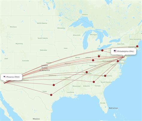 All Flight Routes From Phoenix To Philadelphia Phx To Phl Flight Routes