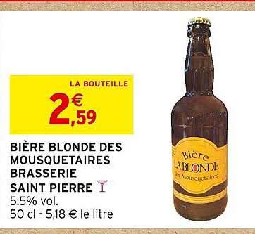 Promo Bi Re Blonde Des Mousquetaires Brasserie Saint Pierre Chez Intermarch Icatalogue Fr