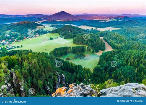 Beautiful Morning Sunrise of the Marienfels Viewpoint, Bohemian ...