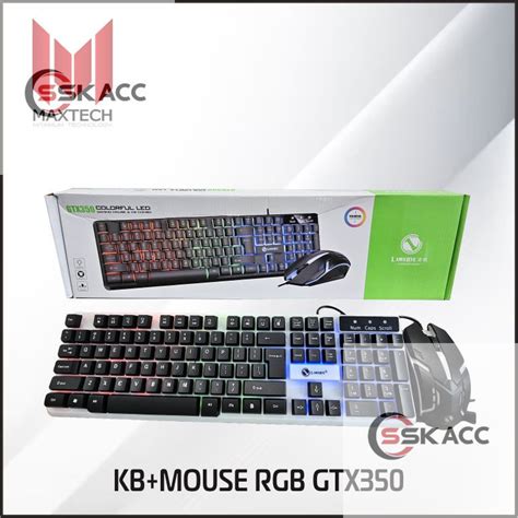 Jual Keyboard Mouse Kit GTX350 USB Gaming Rainbow Colorful LED