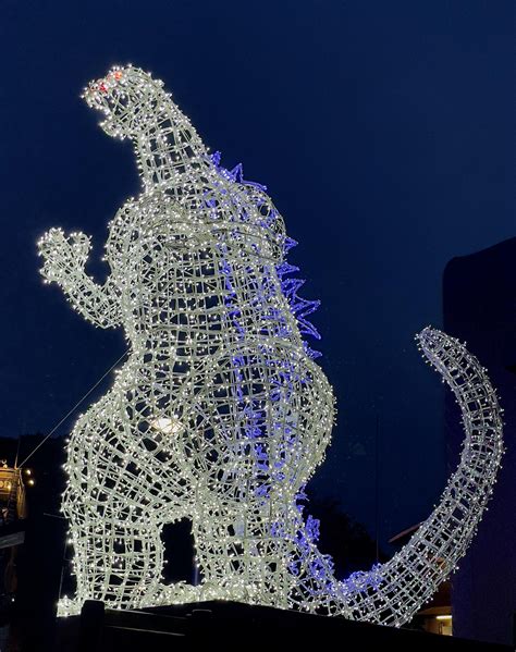 Godzilla Christmas Illumination started today in front of the Godzilla ...