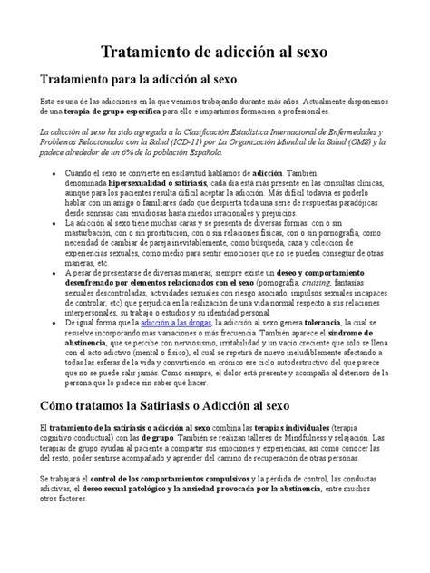 Tratamiento De Adicción Al Sexo Pdf Medicina Clinica Enfermedades Y Trastornos