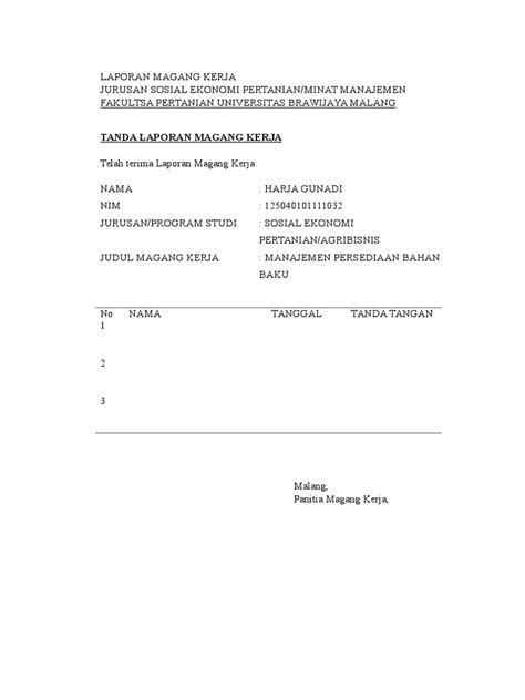 Pdf Penyerahan Laporan Magang Kerja Dokumen Tips