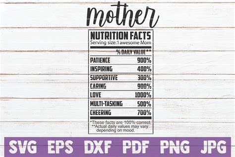 Mother Nutrition Facts SVG Cut File By MintyMarshmallows TheHungryJPEG