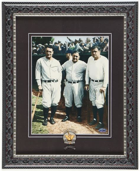 Babe Ruth Lou Gehrig Yankees Custom Framed Photo Display With 1927 Official World Series Pin