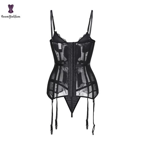 Bustier femme Corset Transparent en dentelle pour femmes noir bleu rouge Lingerie érotique