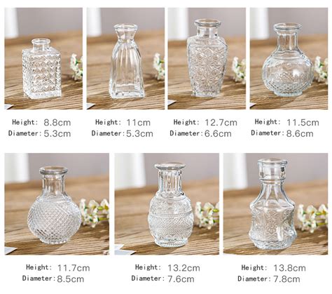 Modern Vase Bulk Mini Flower Vases Clear Decorative Embossed Style ...