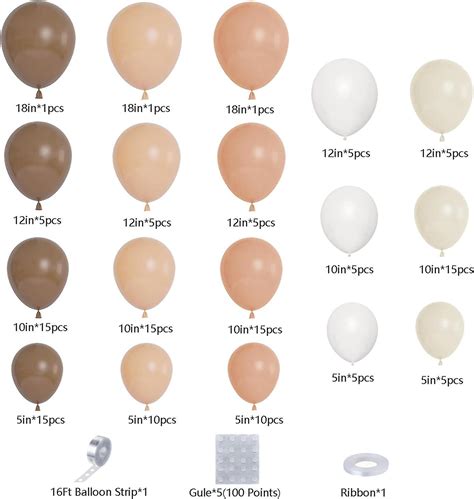 Pcs Brown Balloon Garland Arch Kit With Different Size Nude Coffee Brown Ivory White Boho Tan