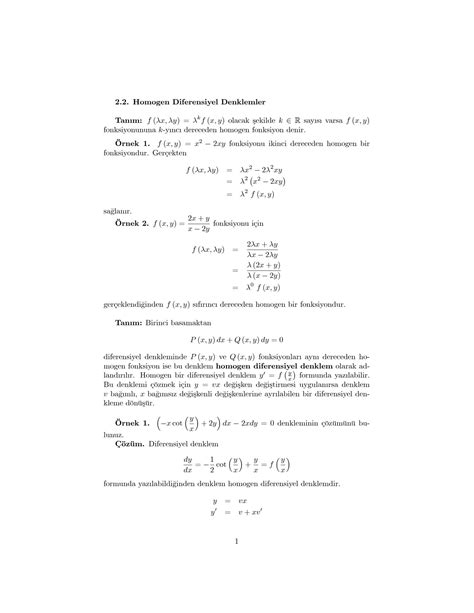 SOLUTION Homogen Diferensiyel Denklemler Studypool