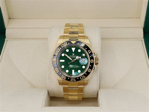 Rolex GMT-Master II 18k Yellow Gold Black Bezel Green Dial... for ...