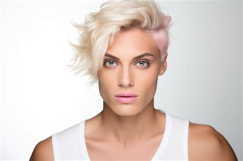 Premium Ai Image A Closeup Of A Beautiful Blonde Transgender Portrait