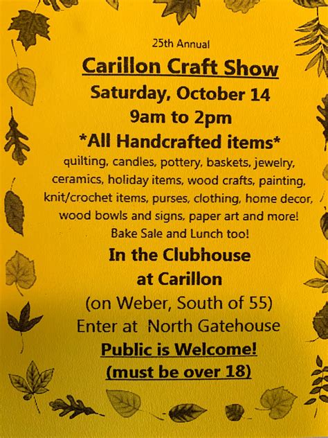 Oct 14 Carillon Craft Show Plainfield Il Patch