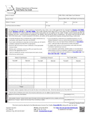 Fillable Online Food Pantry Tax Credit Form MO FPT Circle Of