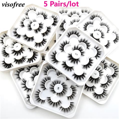 Visofree 3 5 Pairs Lashes 3D Faux Mink Lashes Fluffy Soft Wispy Natural